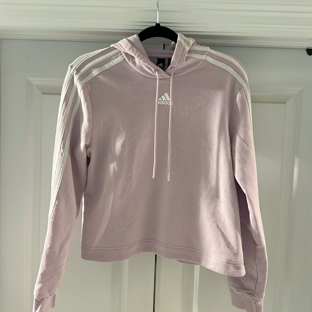 Adidas pink fitted semi cropped sweatshirt